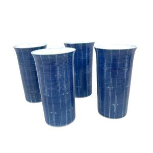 Set Of 4 Vintage Japanese Ceramic Sake Cups Blue and White